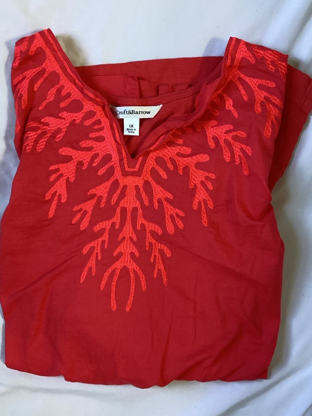 Croft & Barrow Ladies Pullover Embroidered Top Size 1X